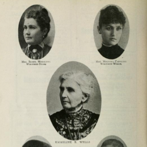 This photomosaic from the February 1916 <em>Relief Society Magazine</em> shows Emmeline B. Wells and her five daughters, whose successes she rejoiced in and whose hardships brought her profound grief. "Darling" was a favorite word she used in her diaries to describe beloved family members. Her two daughters with husband Newel K. Whitney and three with husband Daniel H. Wells were her "darling Belle," "darling Mell," "darling Emmie," "darling Annie," and "darling Louie." With her first husband, James Harris, she also had a son, "darling Eugene," who died as an infant.